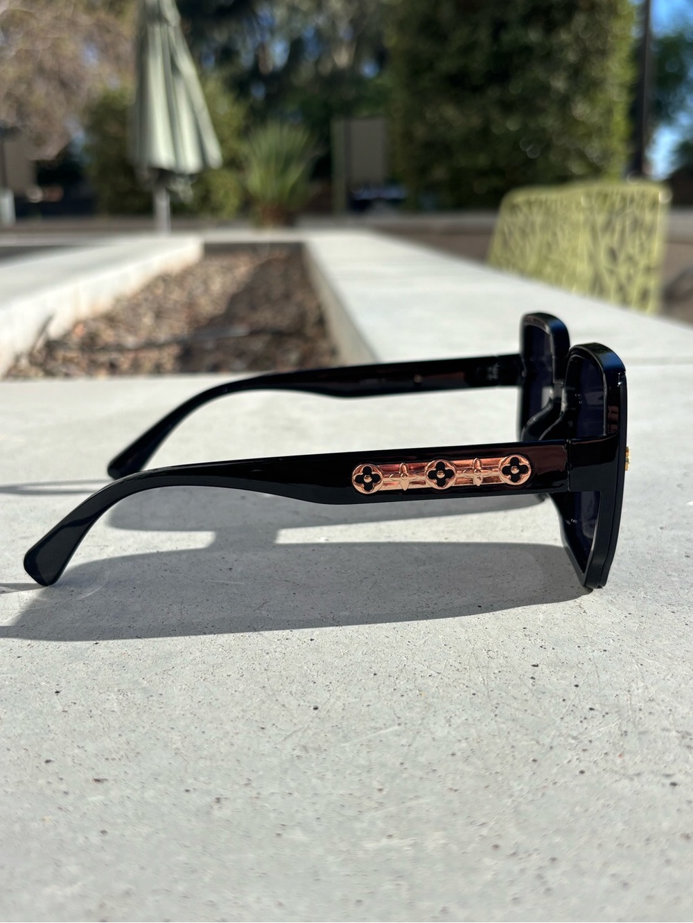 Black LV Sunglasses with Rose Gold Accent - Picture 2 of 4